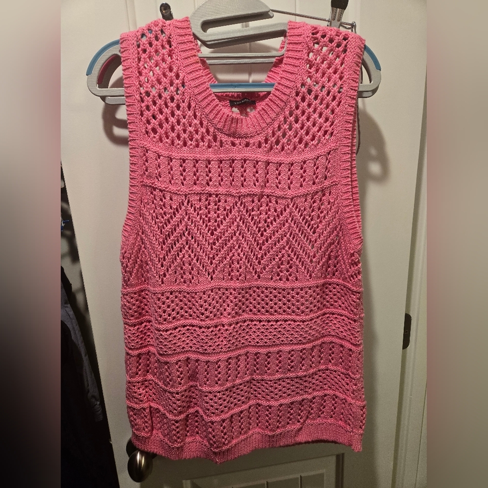 Talbots Size L Pink Spring  Summer Cotton Sweater Vest
